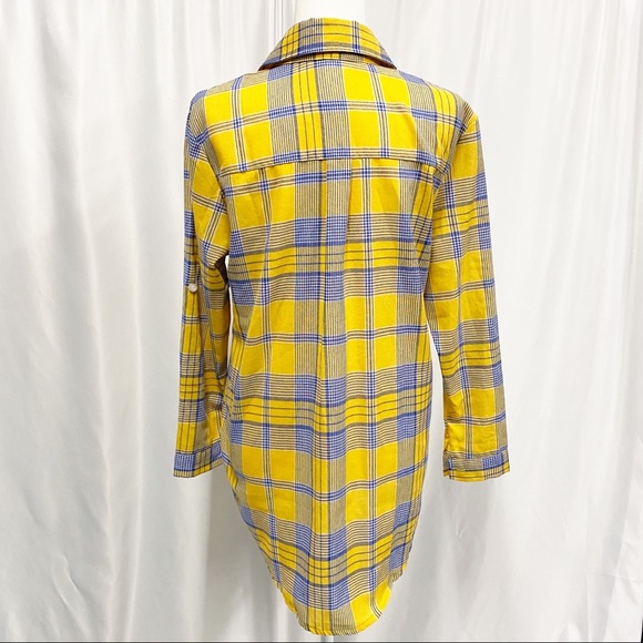 Plaid Yellow & Blue Button Down Shirt - Picture 5 of 10